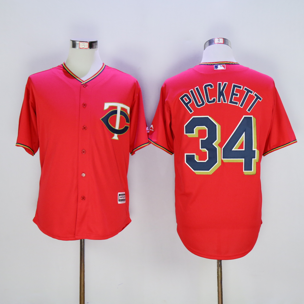 Men Minnesota Twins 34 Puckett Red MLB Jerseys